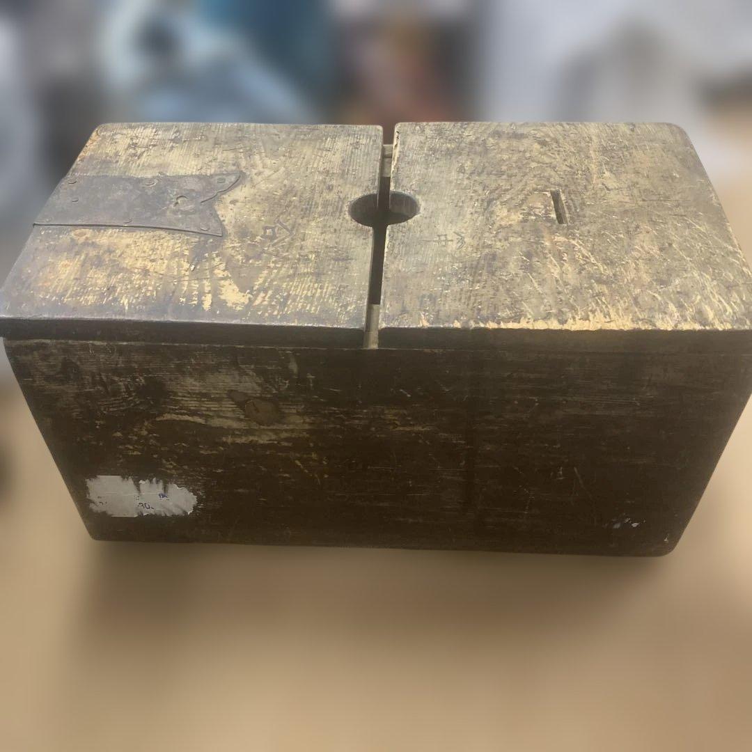 レトロ 木製 銭箱 錠前付 古民具 アンティーク