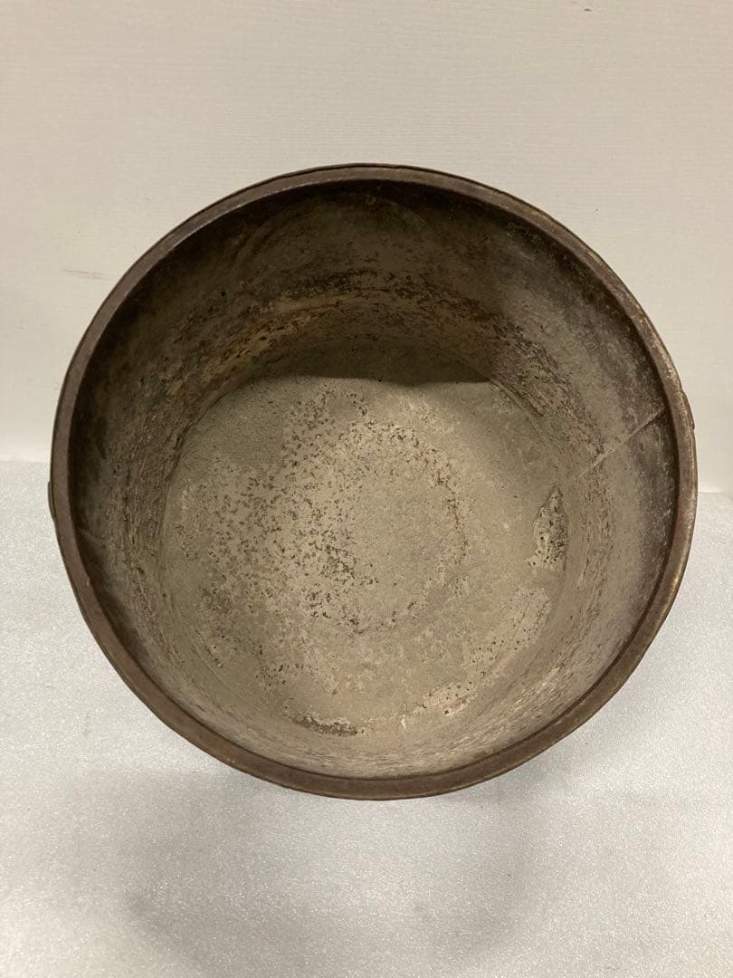 K)希少　時代物　レトロ　金塗り　火鉢　炭盆　鉄製　金属工芸　骨董品　古美術