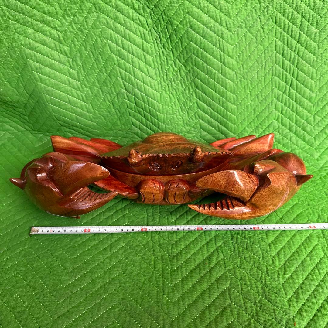 木彫り　蟹 カニ 隠し収納③