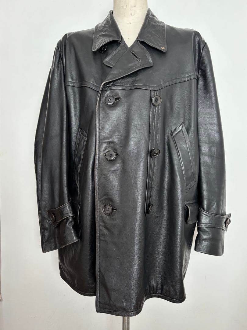 コルビジェジャケット　50〜60Sレザー ダブルブレスト　ユーロビンテージ　黒