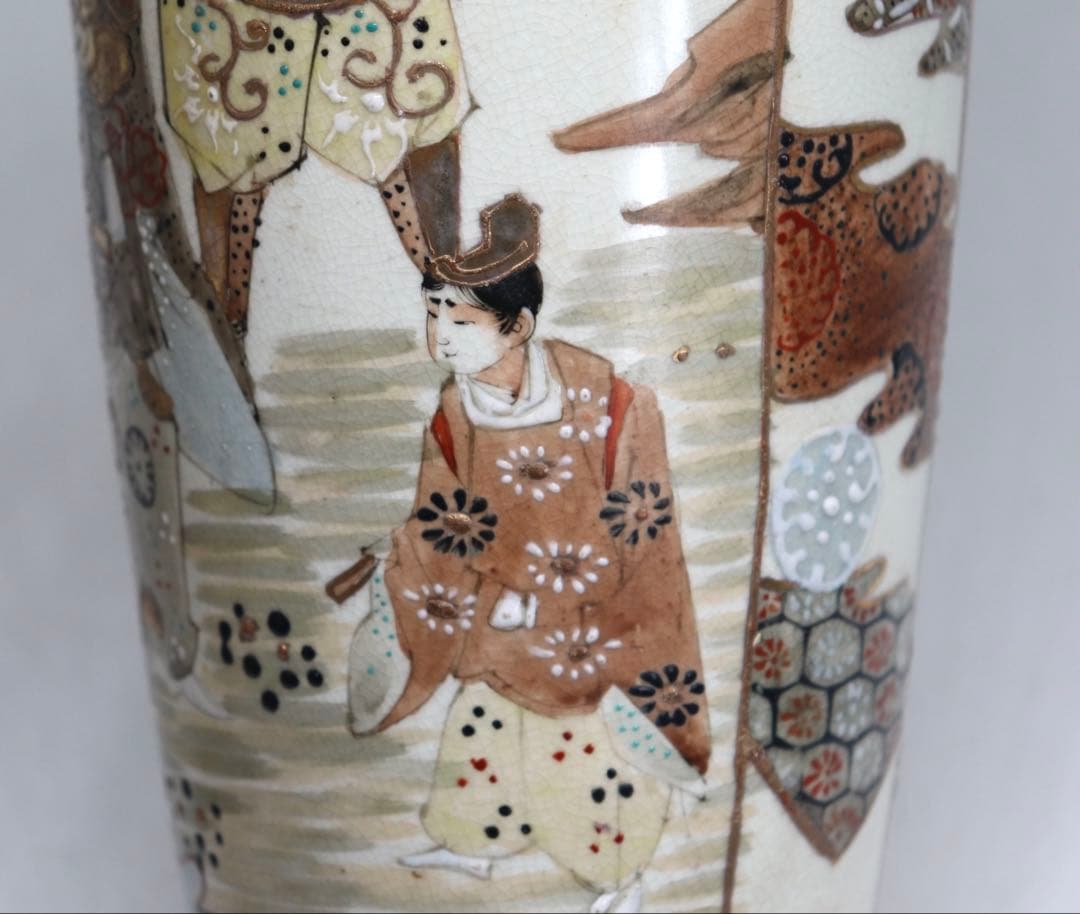 明治期　本薩摩　人物紋瓶1対　極上金彩　アンティーク　送料込み250708