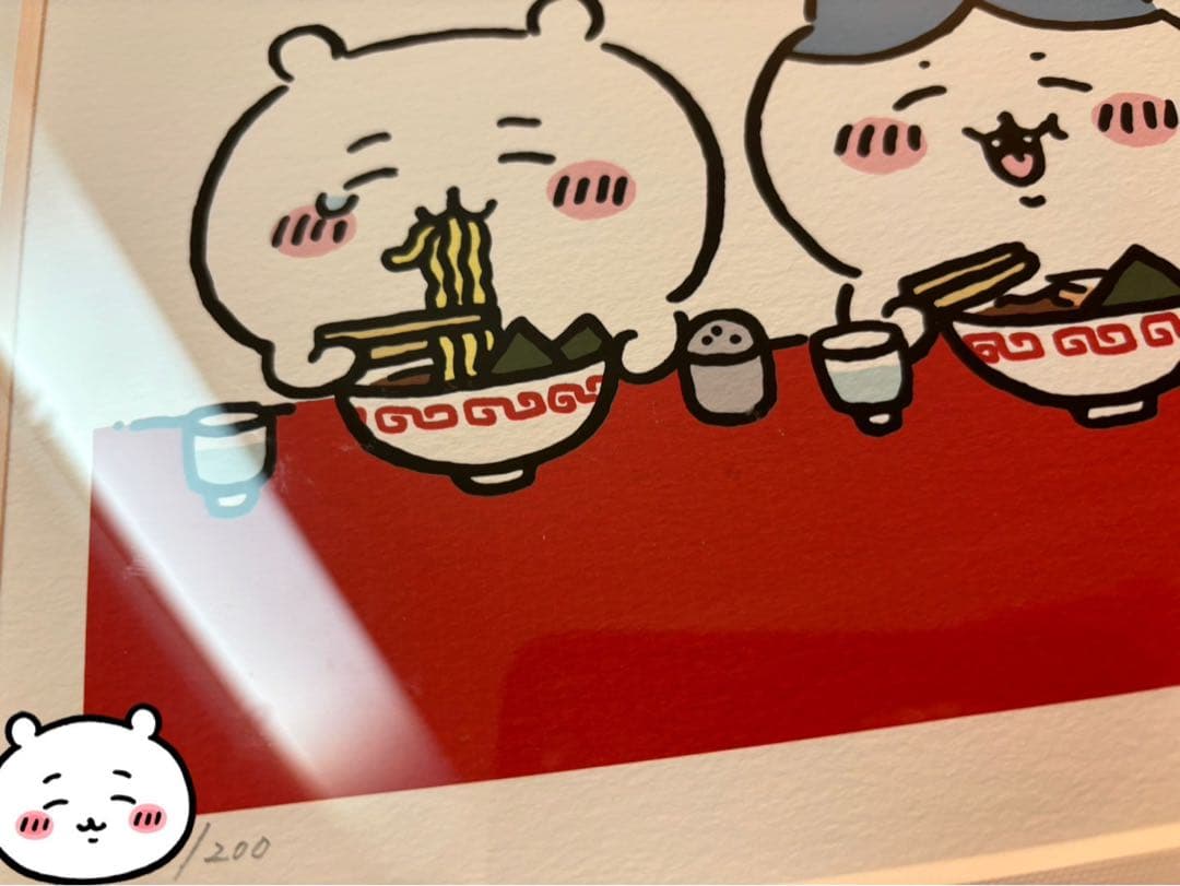 ちいかわ　ナガノ先生直筆サイン　アートフレーム　ラーメン