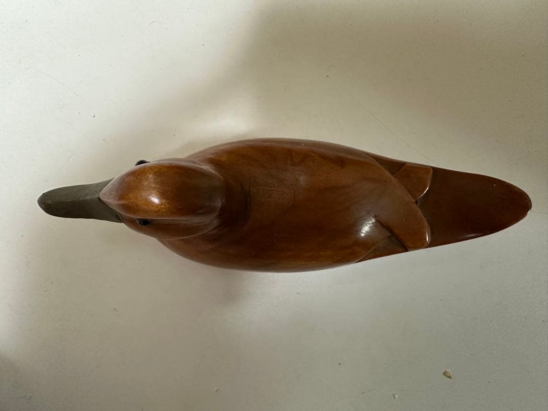 縁起物 天然木 子鴨 カルガモ 鳥 木彫り置物 カモ 鴨 小鴨 水鳥 バード