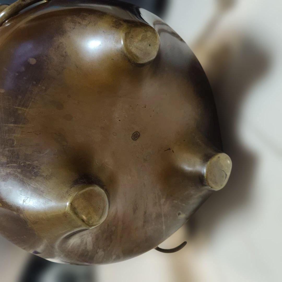 茶道具 釜 茶釜 唐金 鬼面風炉 丸釜 箱付き