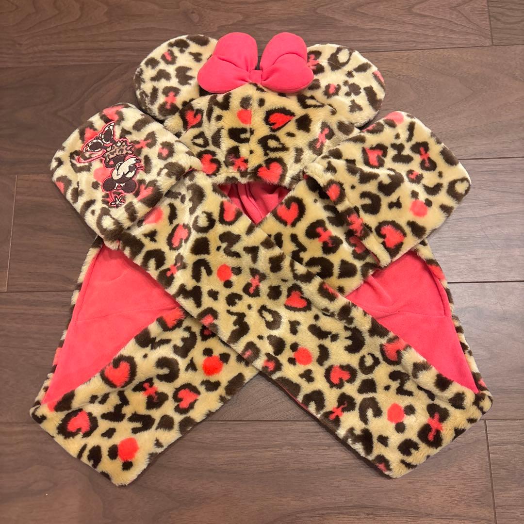 Disney マフラーキャップディズニー ミニー ヒョウ柄 マフラー レオパード