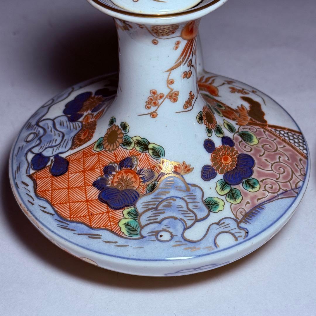 ◆伊万里 染錦金彩花鳥文銚子一対 酒器 上手品 明治時代◆