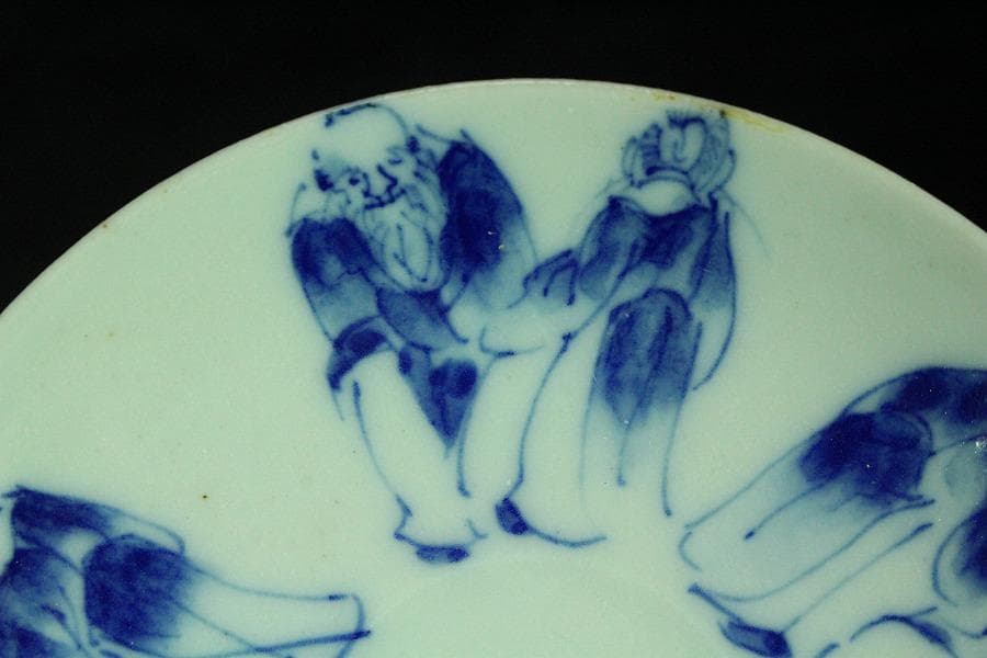 青花人物絵 酒器 煎茶碗 台 徳利 揃 共箱(K-LC849)