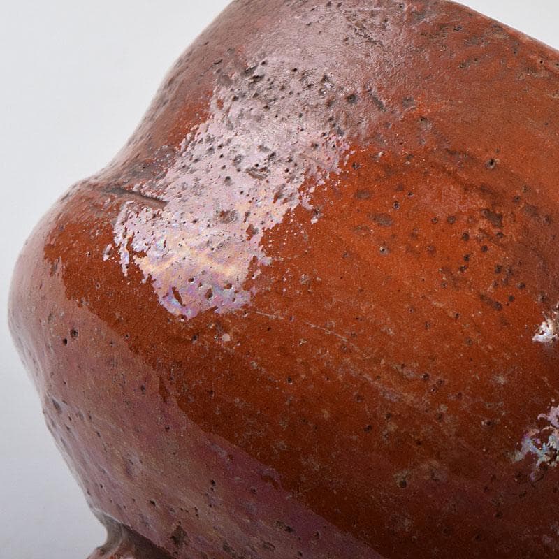 茶道具　楽吉左衛門　九代　了入作　赤楽茶碗　時代箱　V　R9379