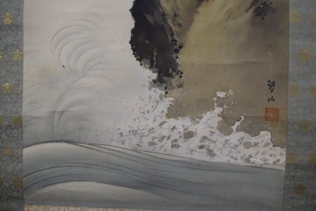 琴仙/月下千鳥図/群鳥図/掛軸☆宝船☆Z-383