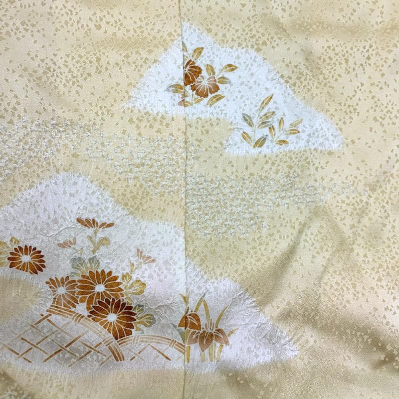 511ag17■七五三 七歳 女児 着物&帯 染分け 絞り染 菊 菖蒲■美品