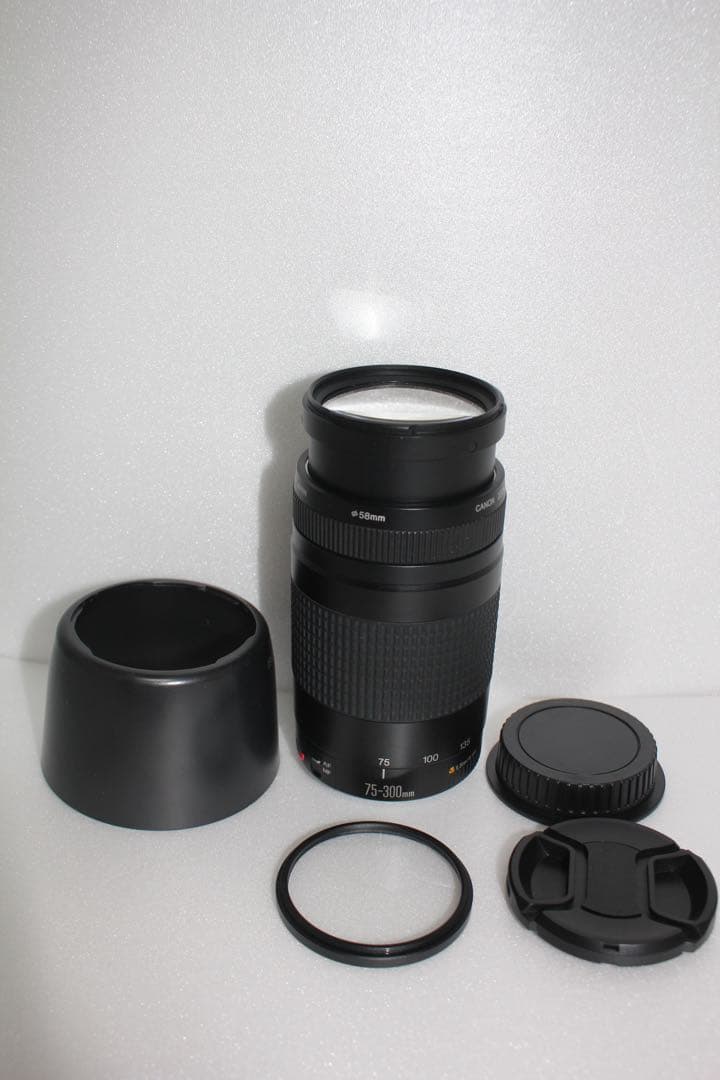 極上品☆フード付☆迫力の300㎜☆キャノン Canon EF75-300㎜ ☆