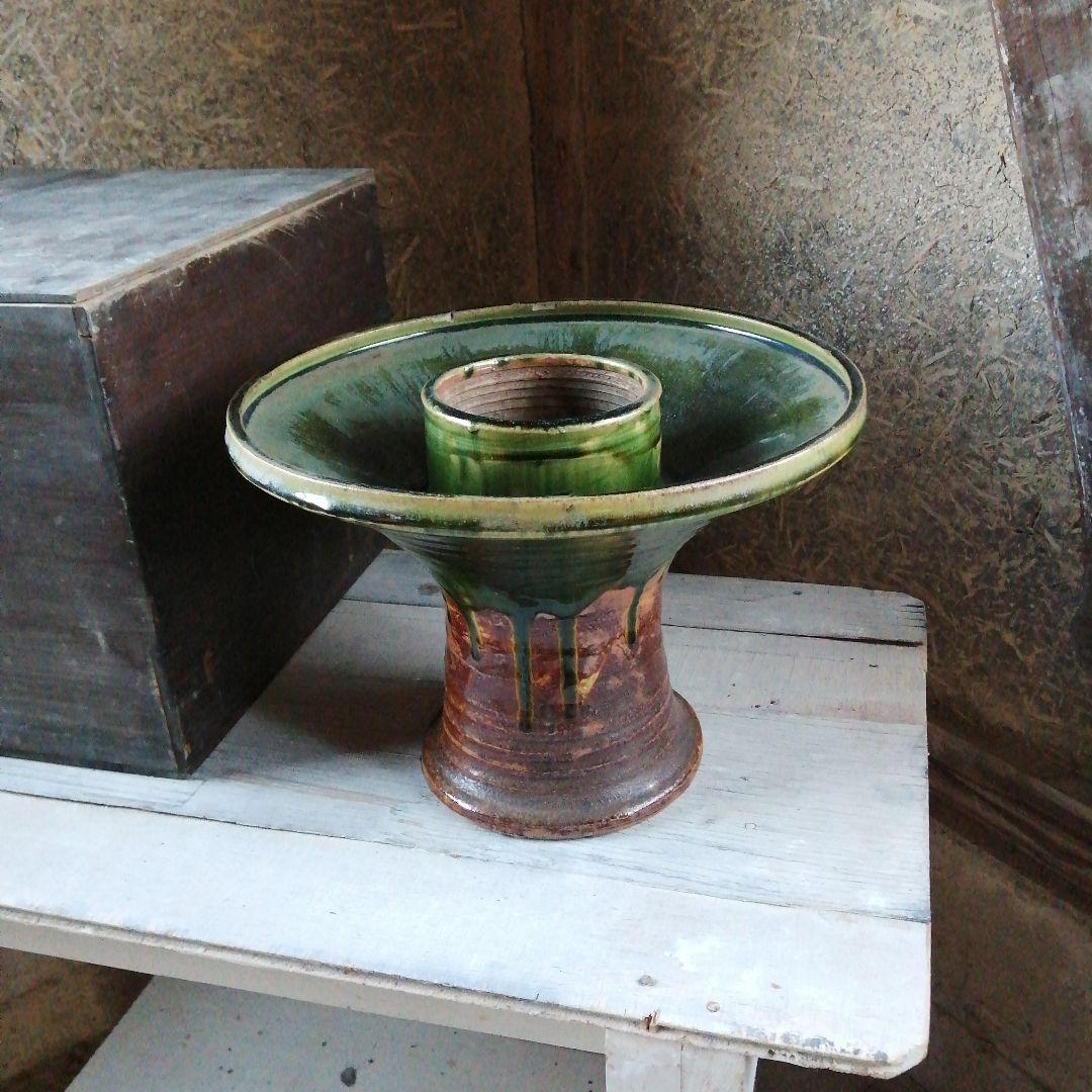 瀬戸焼　織部薄端　30cm　明治〜昭和初期