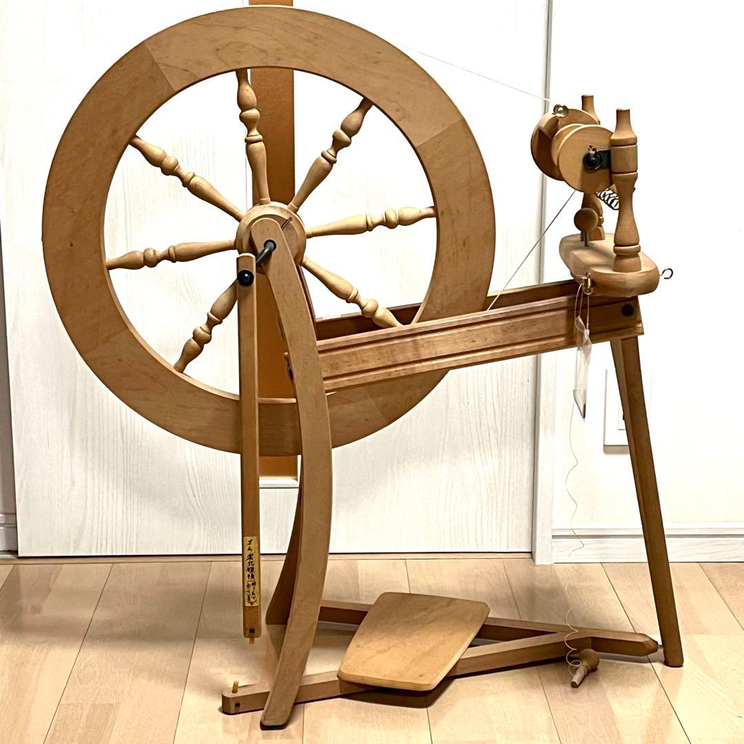 アシュフォード 木製糸車　糸巻　糸紡ぎ機　糸紡ぎ車　手紡ぎ機　紡毛機　羊毛　白木