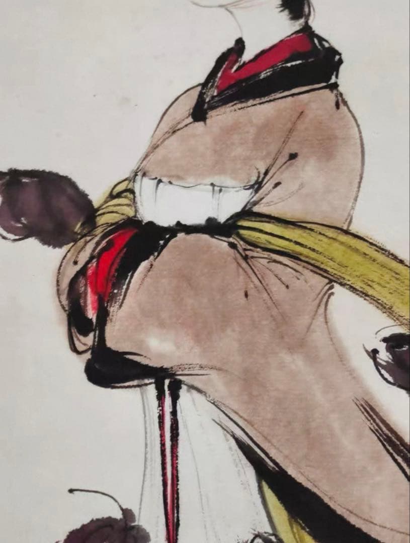 【掛軸 傅抱石風】美人図 中堂掛軸 逸品 168×70 装飾 アート インテリア