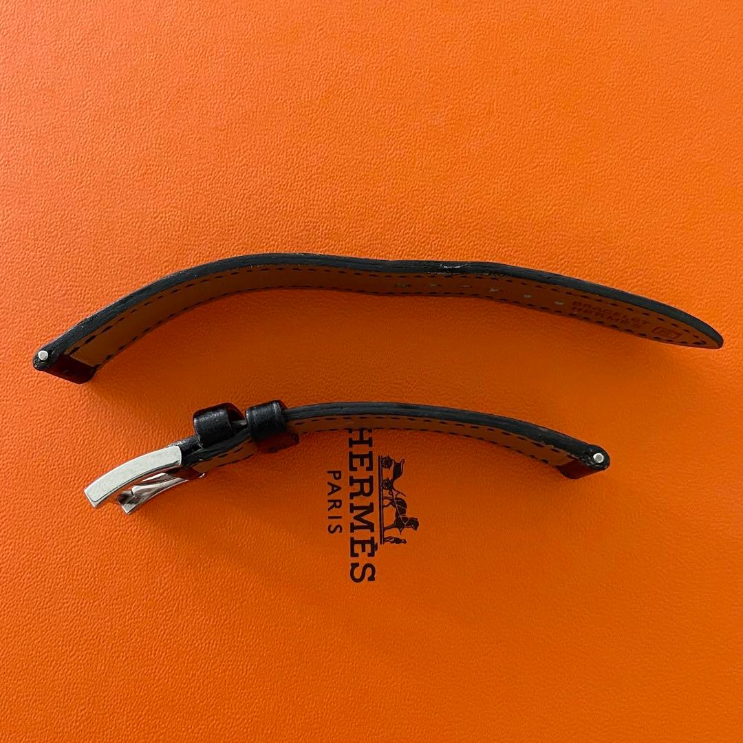HERMES エルメス　腕時計　純正　ベルト　17mm用　ブラック　レザー □E