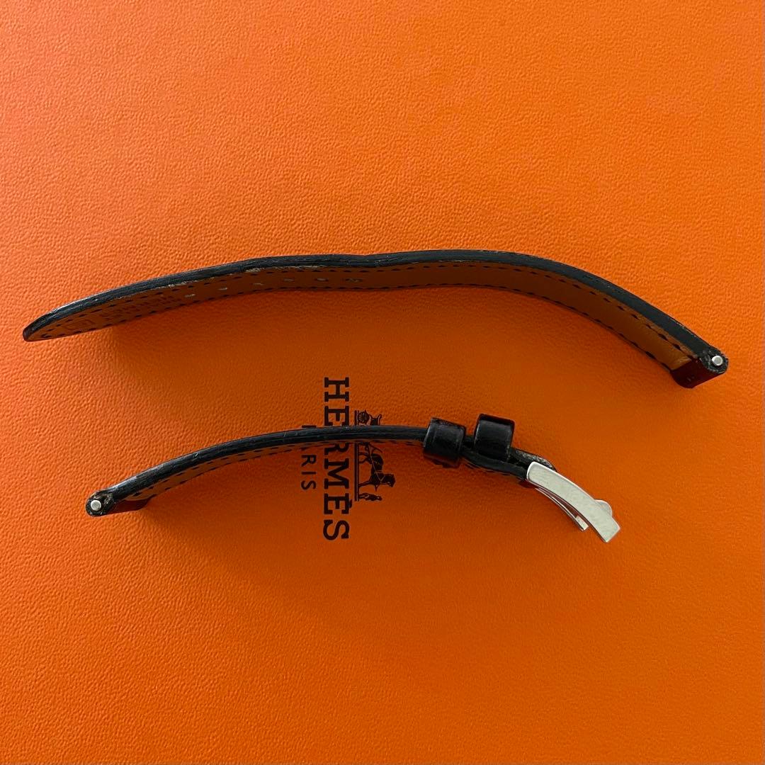 HERMES エルメス　腕時計　純正　ベルト　17mm用　ブラック　レザー □E