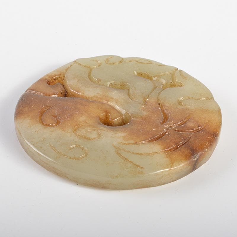 中国　玉石彫刻　神獣雕　玉器　玉牌　根付　C　R7136E