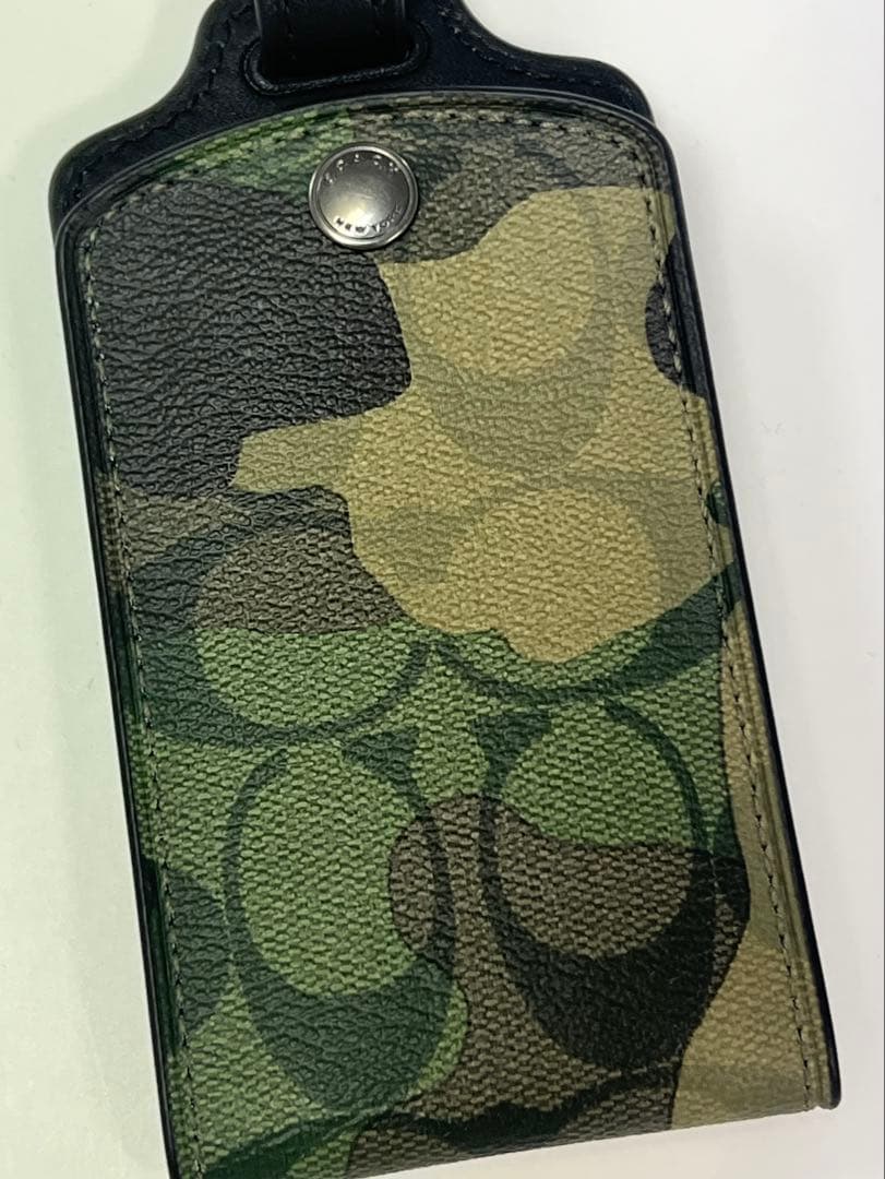 COACH コーチ シグネチャー ラゲッジタグ ネームタグ グリーンマルチ