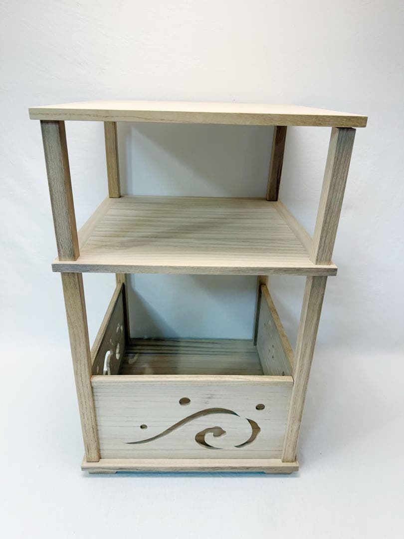 未使用 茶道具 幸斎造 淡々斎好 荒磯棚 桐木地 四本柱 波頭透し 組立式 元箱