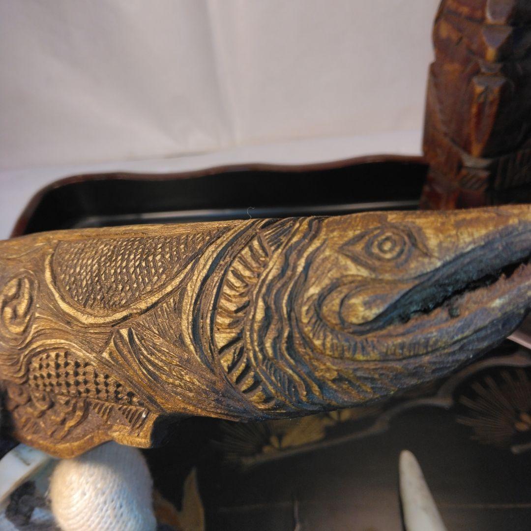 アイヌマキリ　イクパスイ　木製魚の彫刻　北海道　骨董昭和。