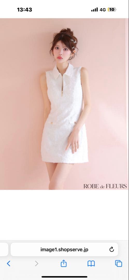 襟つきフラワーレースサテンミニキャバドレス