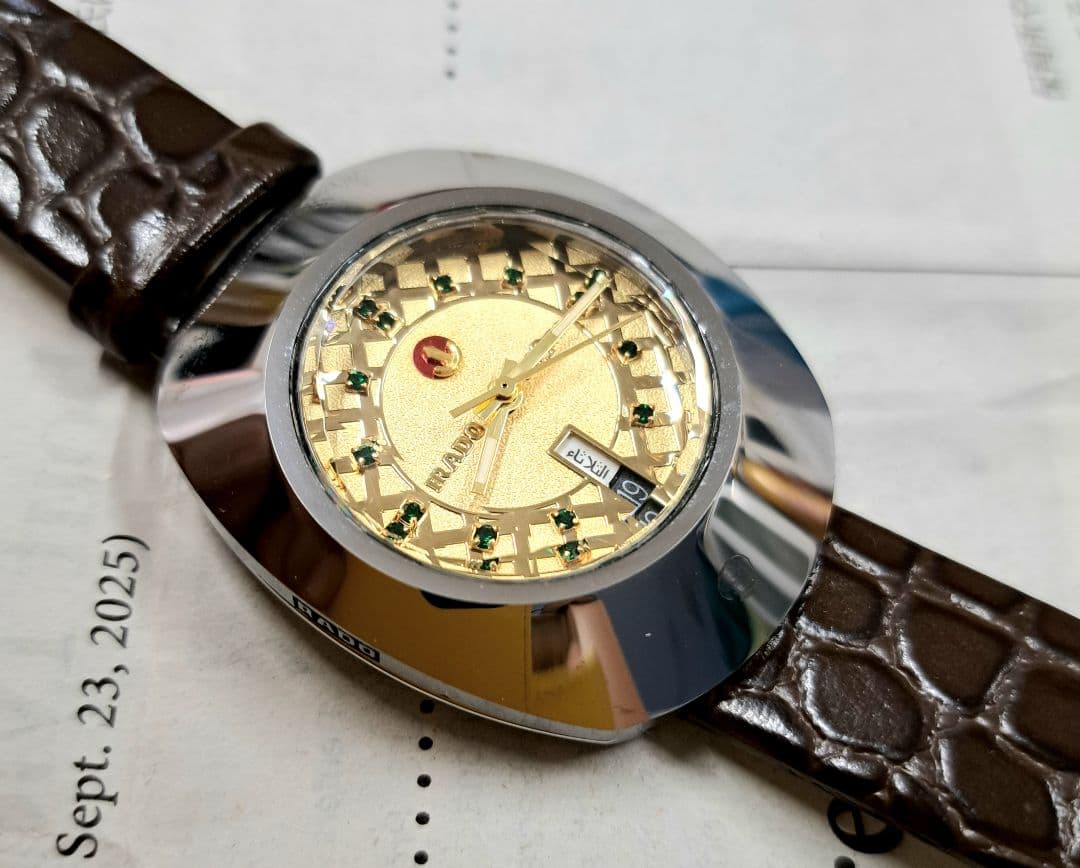 美品 RADO 自動巻き 腕時計 ゴールド 未使用純正ベルト付き