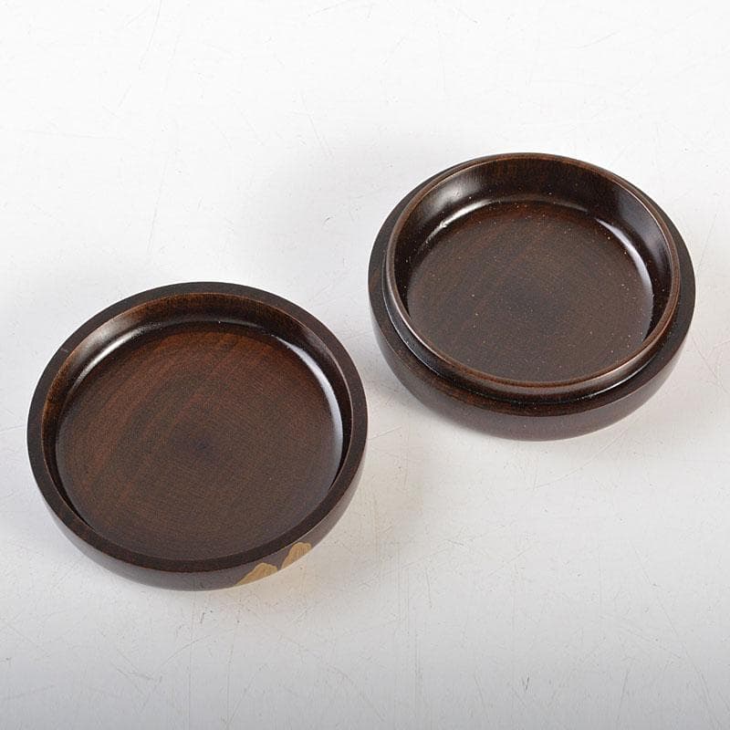 茶道具　蒔絵師　新田義明作　桜材　木地溜塗　八橋蒔絵　平丸香合　共箱　V6775