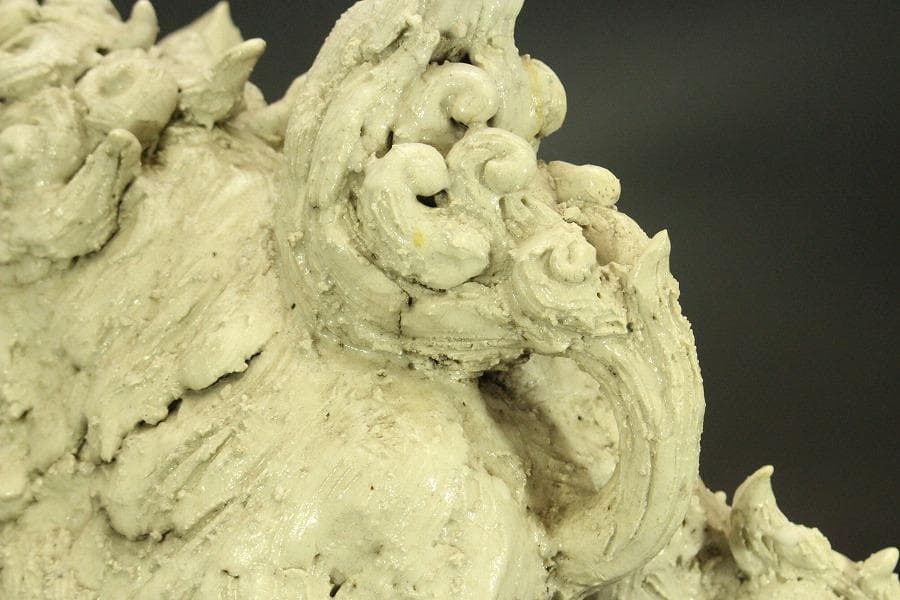 古美術 古萩 獅子 置物 時代物(A676)