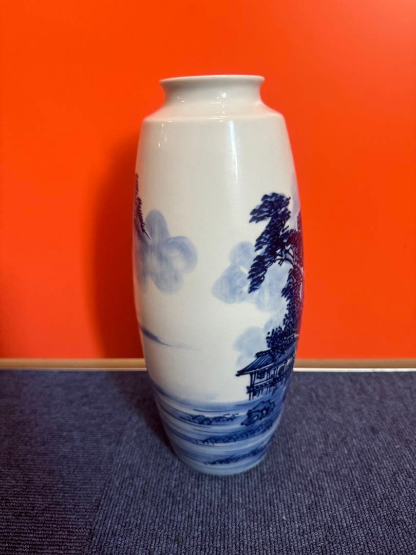 1969有田焼　染付山水　花瓶