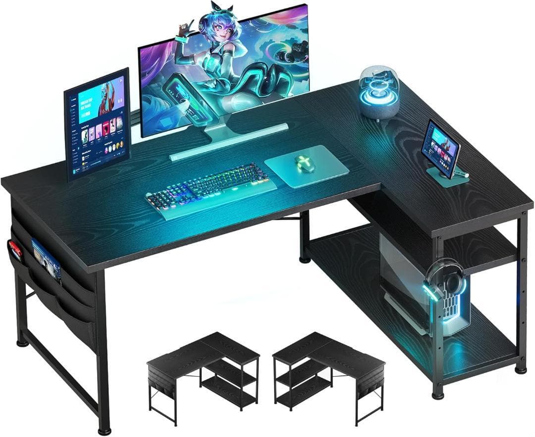 【3084-128-89】ゲーミングデスク l字型 パソコンデスク　幅107cm