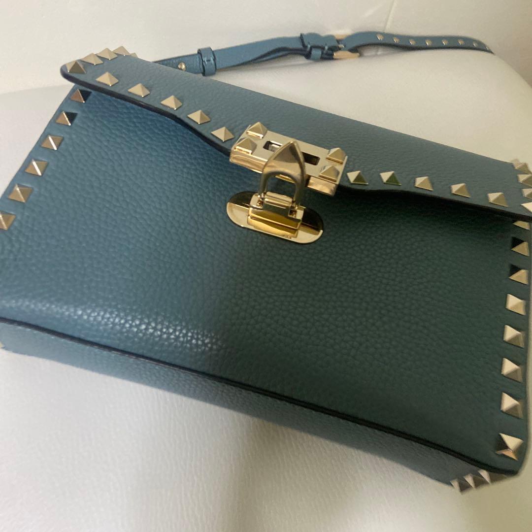 Valentino スタッズ ショルダーバッグ 青