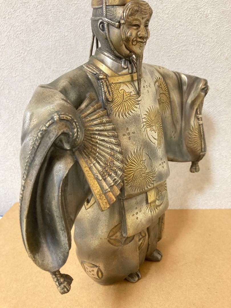 翁置物 金工師清山作 重さ4.2kg高さ32cm