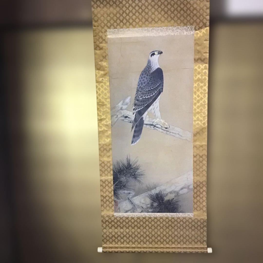 古画　松上の鷹図　書き込みが素晴らしい。　　　　G1