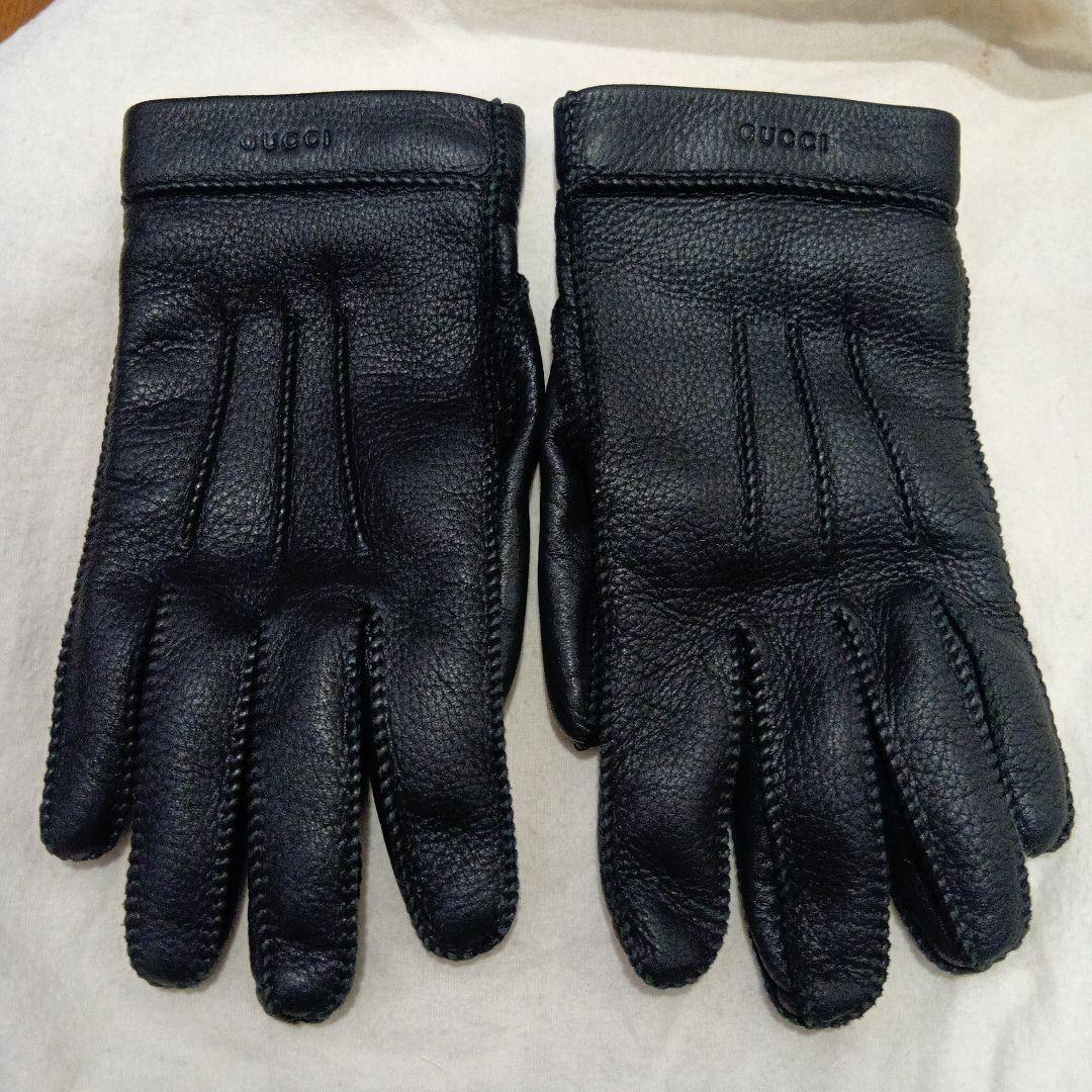 GUCCI ブラック 手袋（鹿革/カシミア）