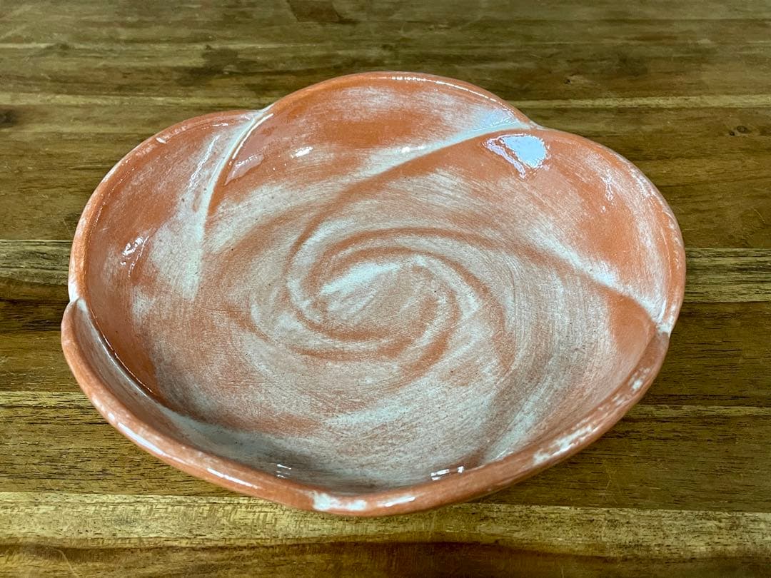 吉向松月　赤鉢(捻じ梅菓子器)　裏千家十六代 坐忘斎 書付 共箱　吉向十三軒松月