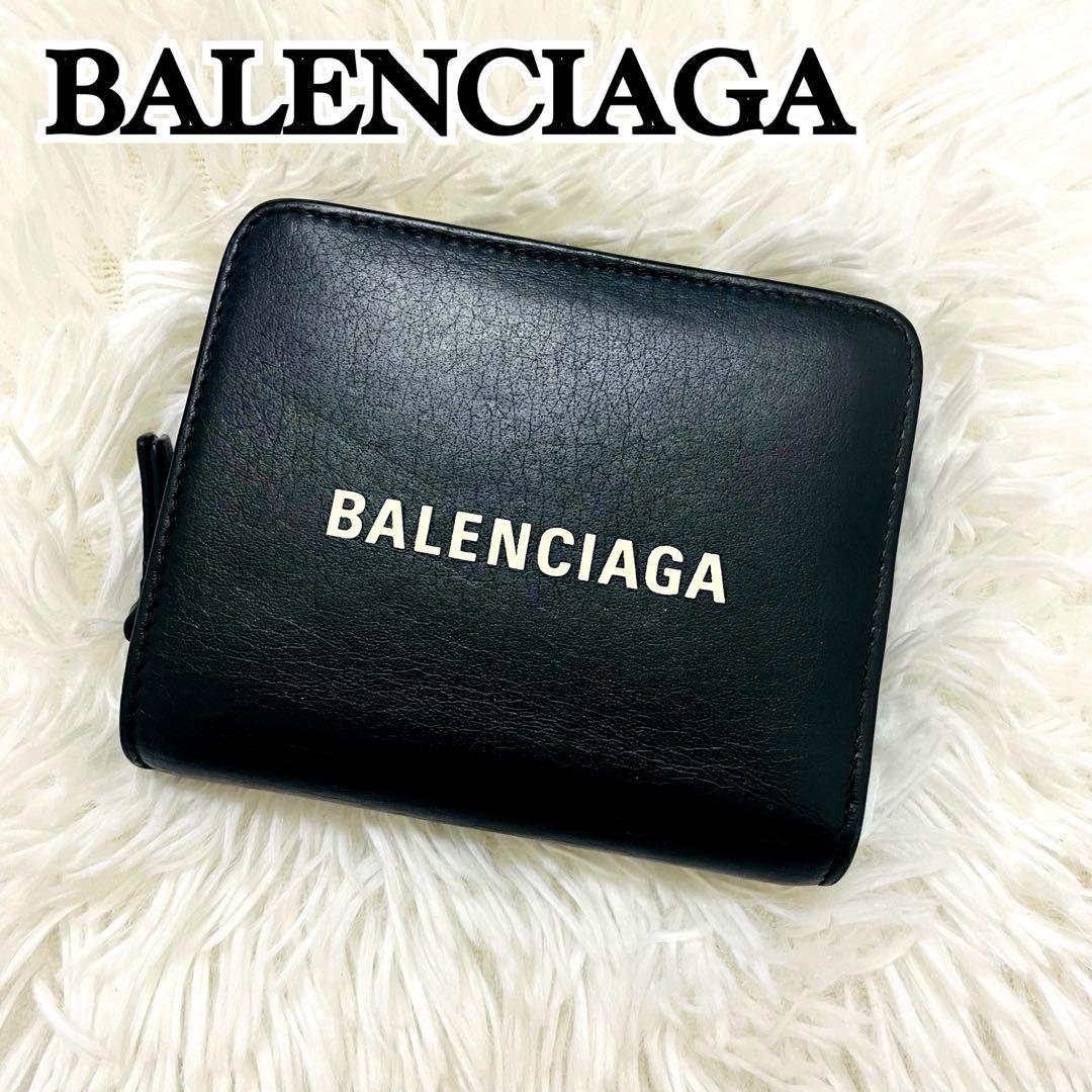 極美✨バレンシアガ 二つ折り財布 ビルフォード エブリデイ レザー ブラック