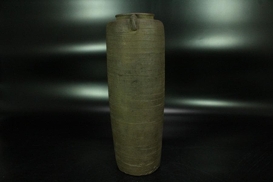 古美術 茶道具 南蛮写 花生 九郎 刻銘 高30.5cm(XA783)