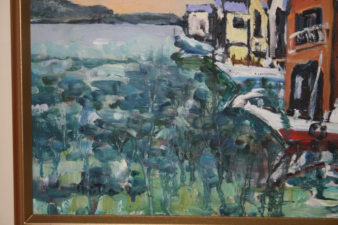 ★伊奈三知夫★油絵★日展光風会★江南市美術協会会員★Ｆ４号★丹後半島伊根町の舟屋