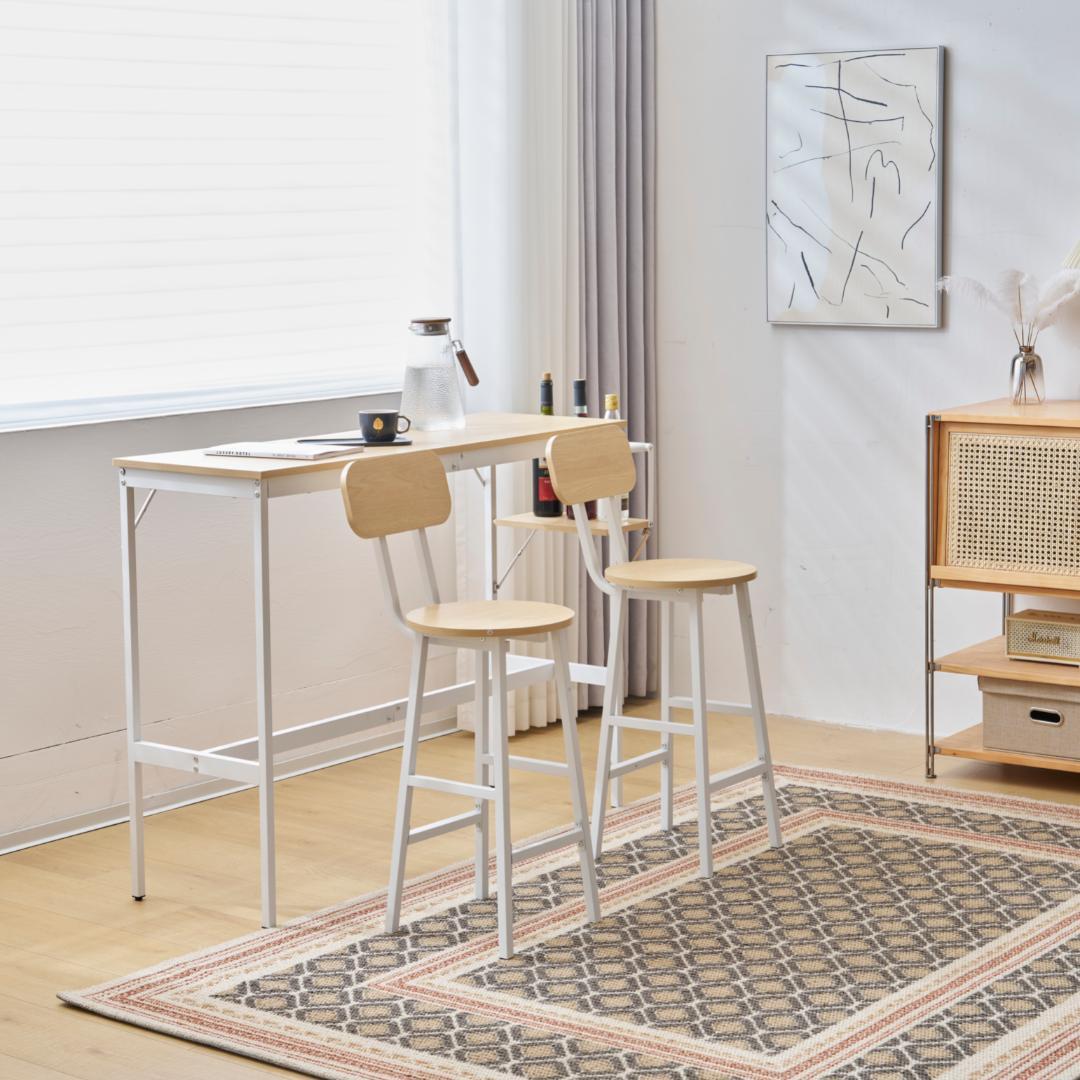 【ナチュラル】カウンターテーブルスツール 3点セットハイテーブル木製 カウンター