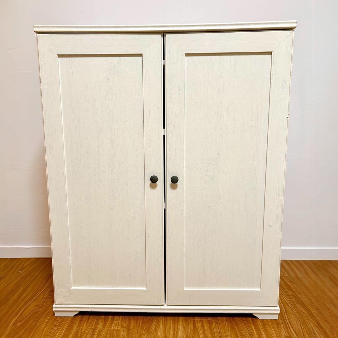 ホワイト木製キャビネット 2扉