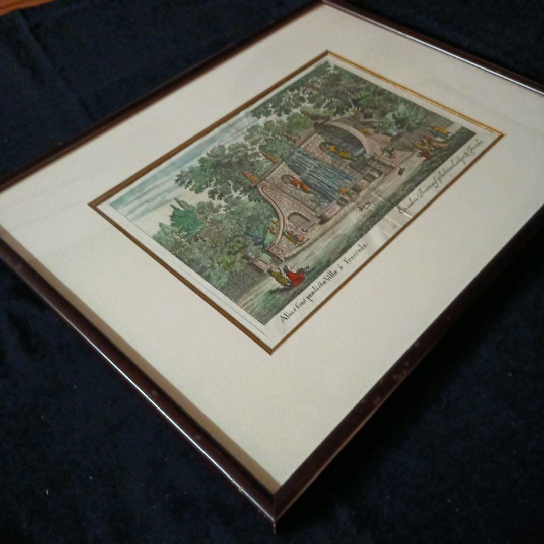 額装品　古典版画　1685年　FALDA 「Villa Frescada」ローマ