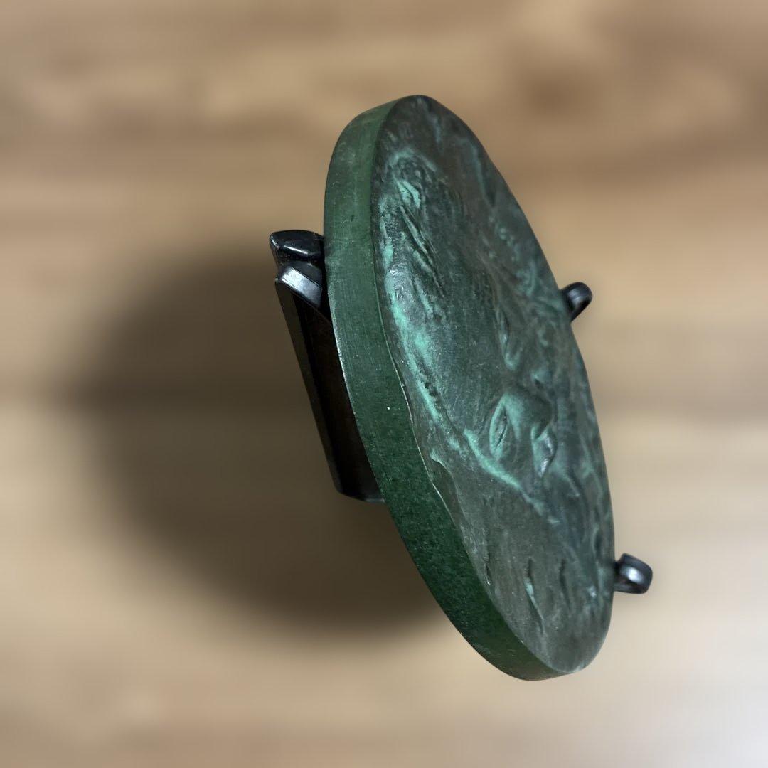 会津若松 太田良平作 河野広中 顔 レトロブロンズレリーフ 昭和珍品　銅