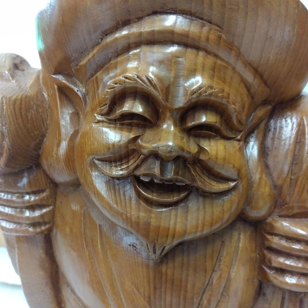 木製彫刻 笑顔の神様 2体セット【大】大黒様・恵比寿様　縁起物