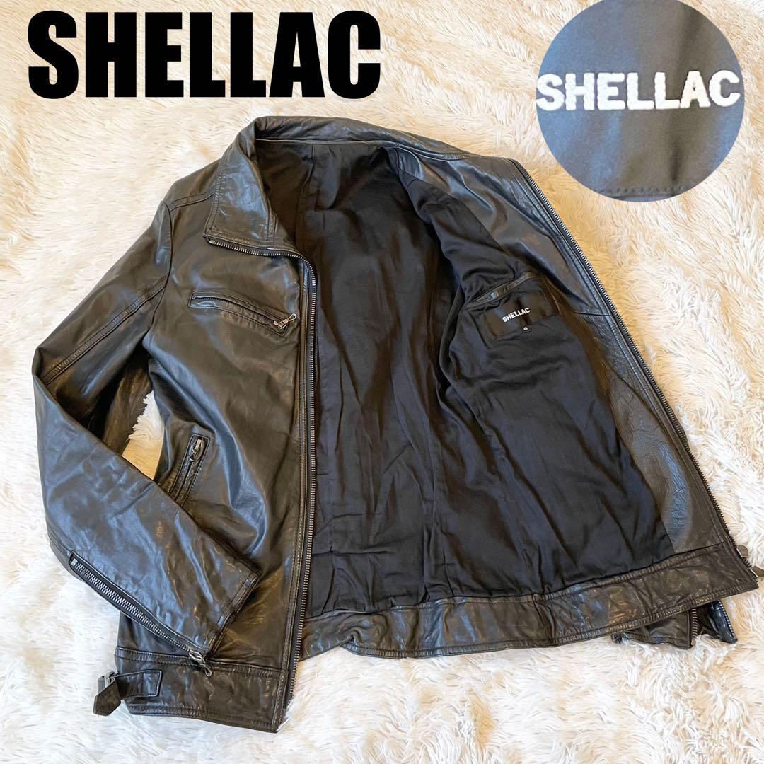 シェラック レザージャケット シングルライダース カウレザー ブラック 本革 L