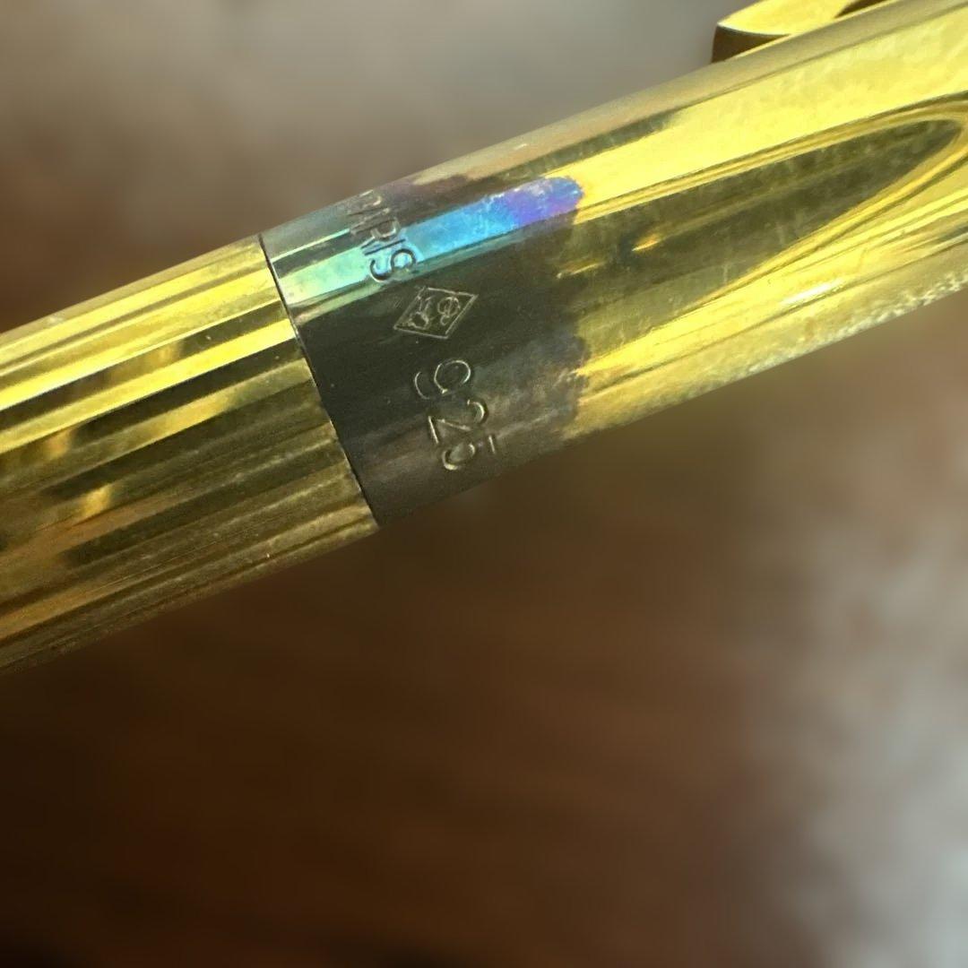 ★希少925刻印★デュポンゴールドライン高級ボールペン インクなし