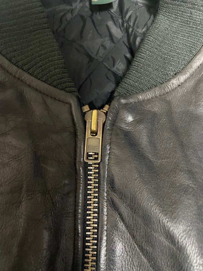 90s J.CREW leather jacket MA-1 type 巨人タグ