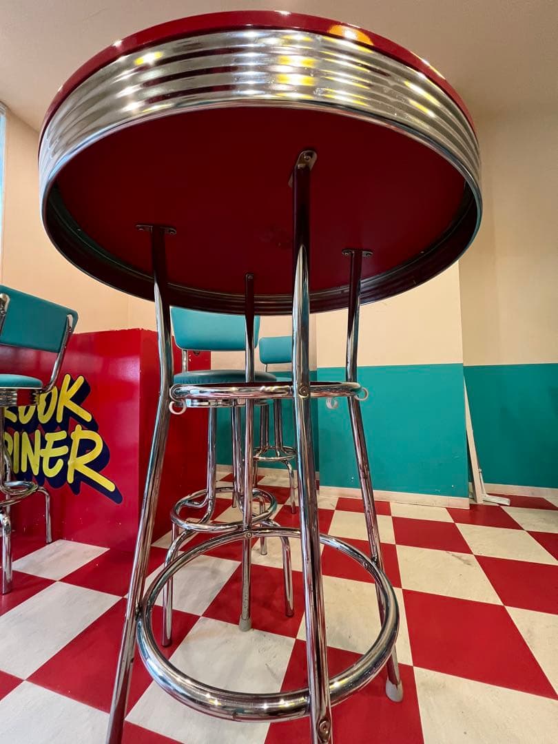 <NY> レトロ ダイナー風 赤いテーブル