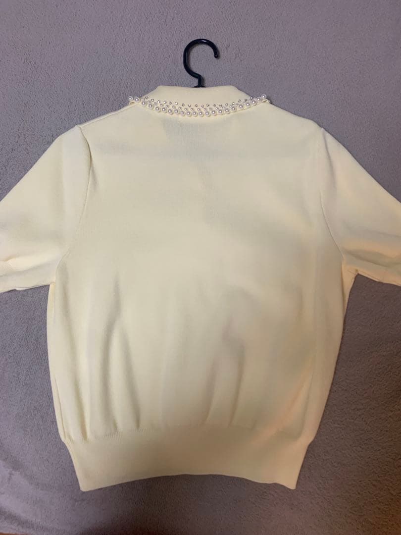 【リランドチュール】パールカラーポロニット（ライトイエロー）サイズM