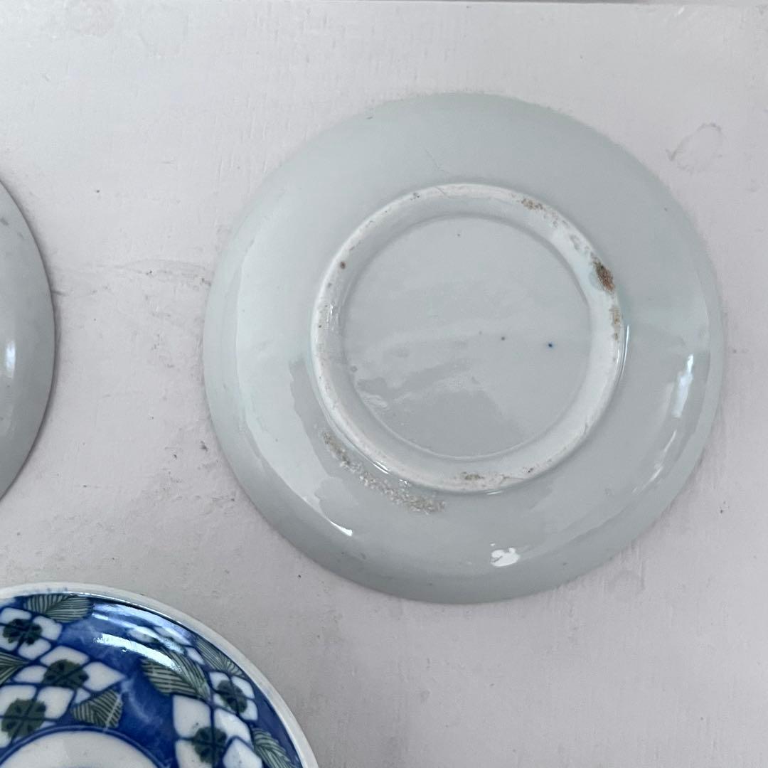 大正　骨董　印判　紫陽花　小皿5枚組