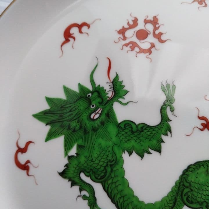 マイセン 緑の龍の飾り皿